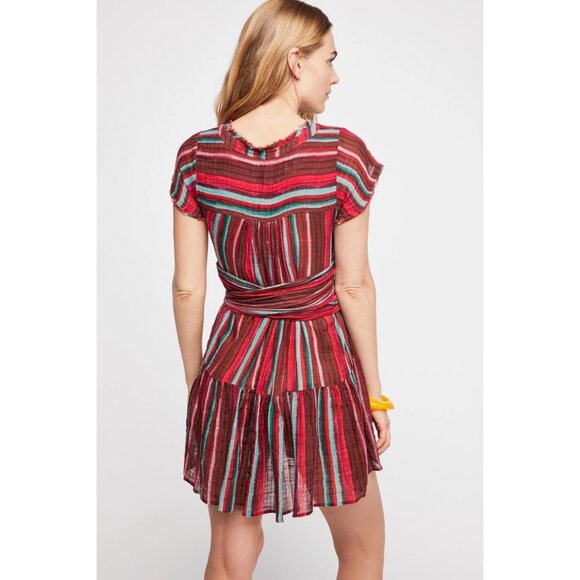 Free People FP One Maia Striped Wrap Mini Dress S - Picture 3 of 3